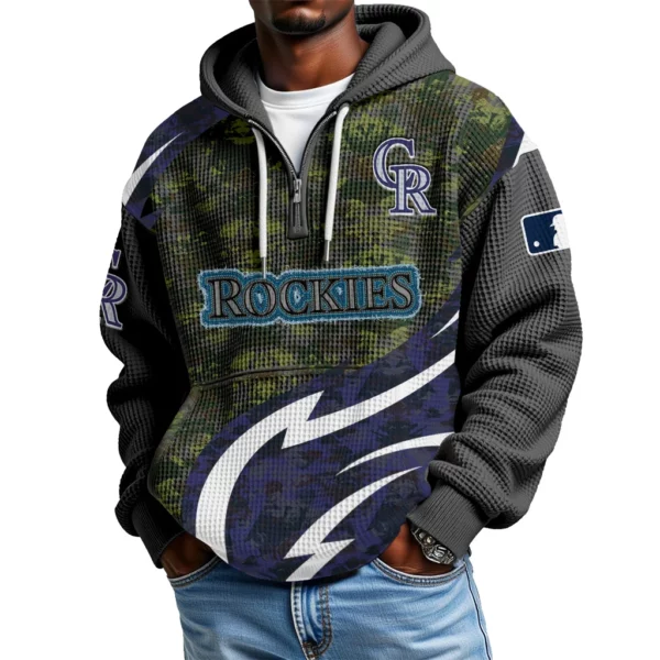 Colorado Rockies Men's Waffle Knit Hoodie Quarter Zip New 2026 Limited
