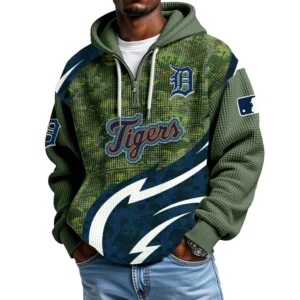 Detroit Tigers Men's Waffle Knit Hoodie Quarter Zip New 2026 Limited