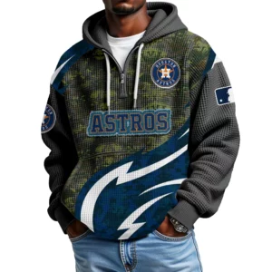 Houston Astros Men's Waffle Knit Hoodie Quarter Zip New 2026 Limited