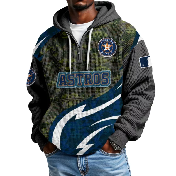 Houston Astros Men's Waffle Knit Hoodie Quarter Zip New 2026 Limited