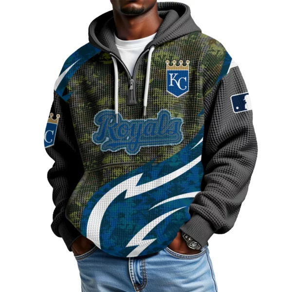 Kansas City Royals Men's Waffle Knit Hoodie Quarter Zip New 2026 Limited