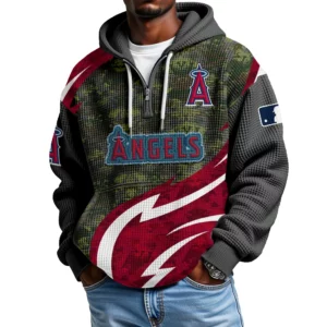 Los Angeles Angels Men's Waffle Knit Hoodie Quarter Zip New 2026 Limited