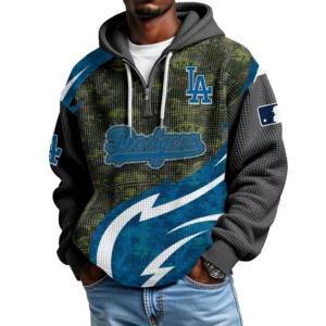Los Angeles Dodgers Men's Waffle Knit Hoodie Quarter Zip New 2026 Limited