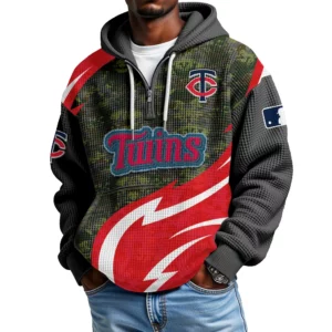 Minnesota Twins Men's Waffle Knit Hoodie Quarter Zip New 2026 Limited