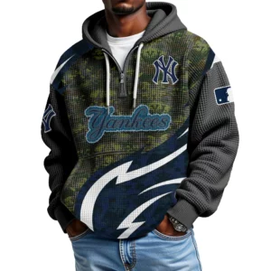 New York Yankees Men's Waffle Knit Hoodie Quarter Zip New 2026 Limited