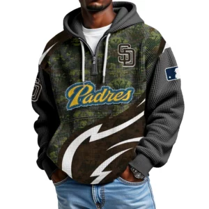 San Diego Padres Men's Waffle Knit Hoodie Quarter Zip New 2026 Limited