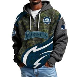 Seattle Mariners Men's Waffle Knit Hoodie Quarter Zip New 2026 Limited