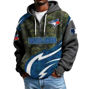 Toronto Blue Jays Men's Waffle Knit Hoodie Quarter Zip New 2026 Limited