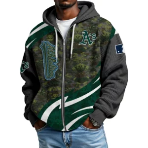 Athletics Men’s Waffle Knit Full Zip Up Hoodie 2026 Limited