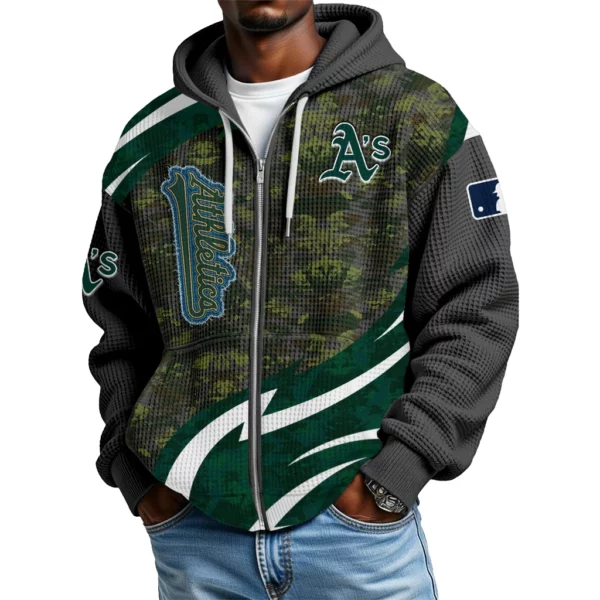 Athletics Men’s Waffle Knit Full Zip Up Hoodie 2026 Limited