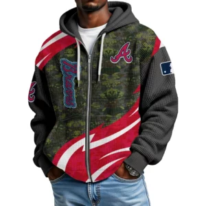 Atlanta Braves Men’s Waffle Knit Full Zip Up Hoodie 2026 Limited