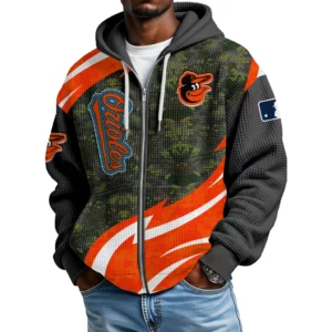Baltimore Orioles Men’s Waffle Knit Full Zip Up Hoodie 2026 Limited