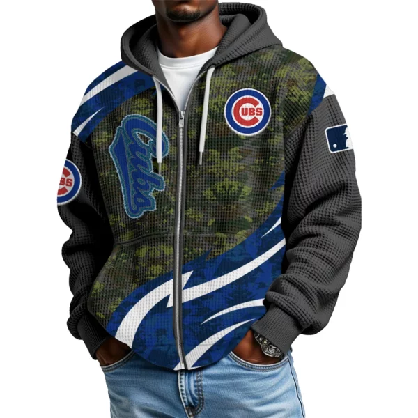 Chicago Cubs Men’s Waffle Knit Full Zip Up Hoodie 2026 Limited