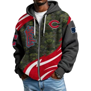 Cincinnati Reds Men’s Waffle Knit Full Zip Up Hoodie 2026 Limited
