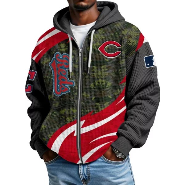 Cincinnati Reds Men’s Waffle Knit Full Zip Up Hoodie 2026 Limited