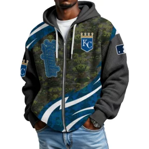 Kansas City Royals Men’s Waffle Knit Full Zip Up Hoodie 2026 Limited