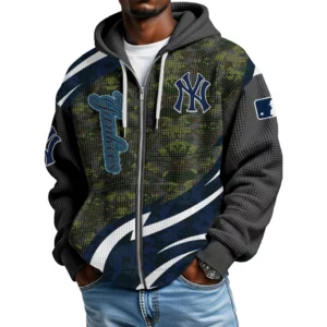 New York Yankees Men’s Waffle Knit Full Zip Up Hoodie 2026 Limited