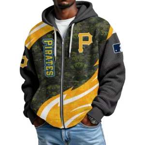 Pittsburgh Pirates Men’s Waffle Knit Full Zip Up Hoodie 2026 Limited