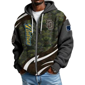 San Diego Padres Men’s Waffle Knit Full Zip Up Hoodie 2026 Limited