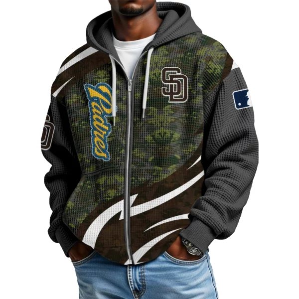 San Diego Padres Men’s Waffle Knit Full Zip Up Hoodie 2026 Limited