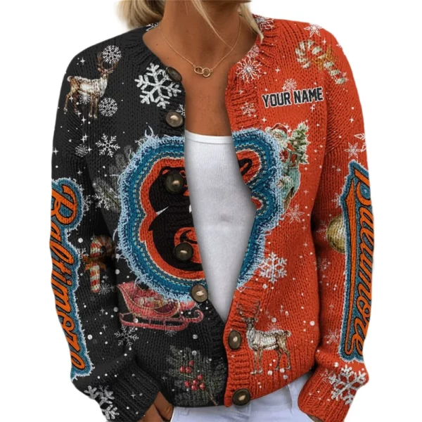 Baltimore Orioles Women’s Knit Cardigan Sweater New 2026 Customize Name