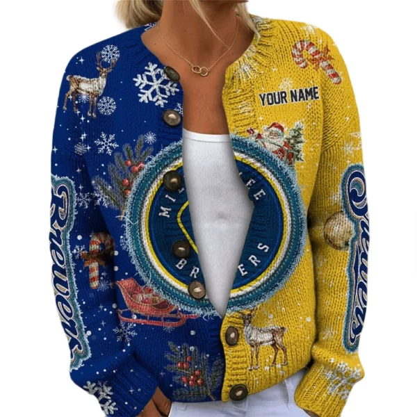 Milwaukee Brewers Women’s Knit Cardigan Sweater New 2026 Customize Name
