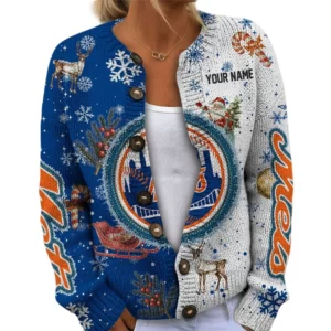 New York Mets Women’s Knit Cardigan Sweater New 2026 Customize Name