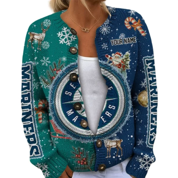 Seattle Mariners Women’s Knit Cardigan Sweater New 2026 Customize Name