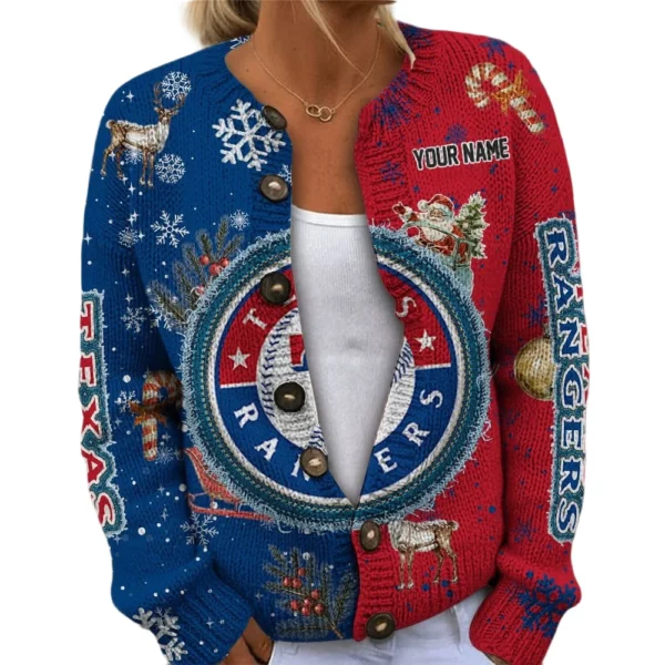 Texas Rangers Women’s Knit Cardigan Sweater New 2026 Customize Name
