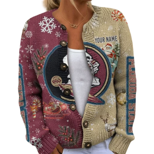 Florida State Seminoles Women’s Knit Cardigan Sweater New 2026 Customize Name