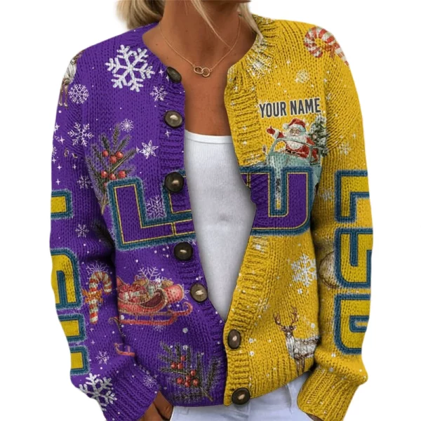 LSU Tigers Women’s Knit Cardigan Sweater New 2026 Customize Name