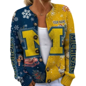 Michigan Wolverines Women’s Knit Cardigan Sweater New 2026 Customize Name