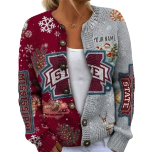Mississippi State Bulldogs Women’s Knit Cardigan Sweater New 2026 Customize Name