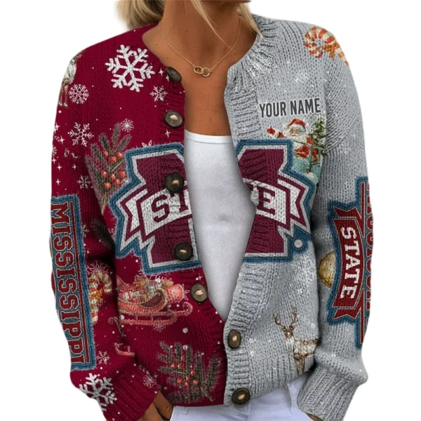 Mississippi State Bulldogs Women’s Knit Cardigan Sweater New 2026 Customize Name