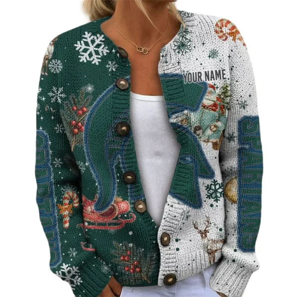 Michigan State Spartans Women’s Knit Cardigan Sweater New 2026 Customize Name
