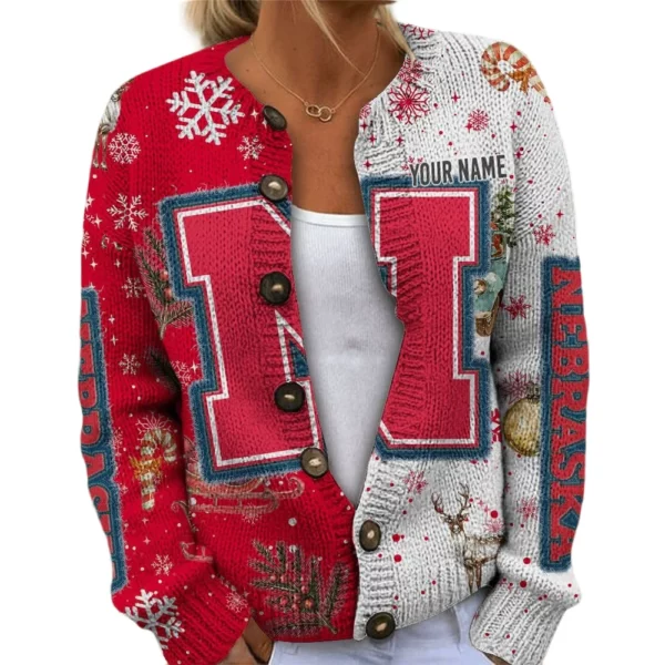 Nebraska Huskers Women’s Knit Cardigan Sweater New 2026 Customize Name