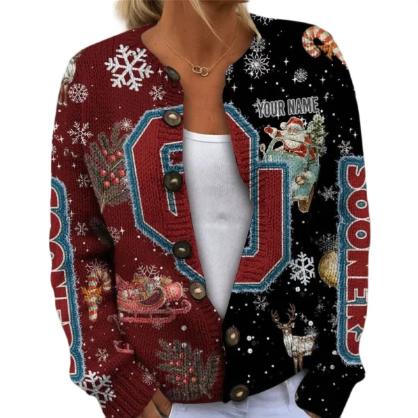 Oklahoma Sooners Women’s Knit Cardigan Sweater New 2026 Customize Name