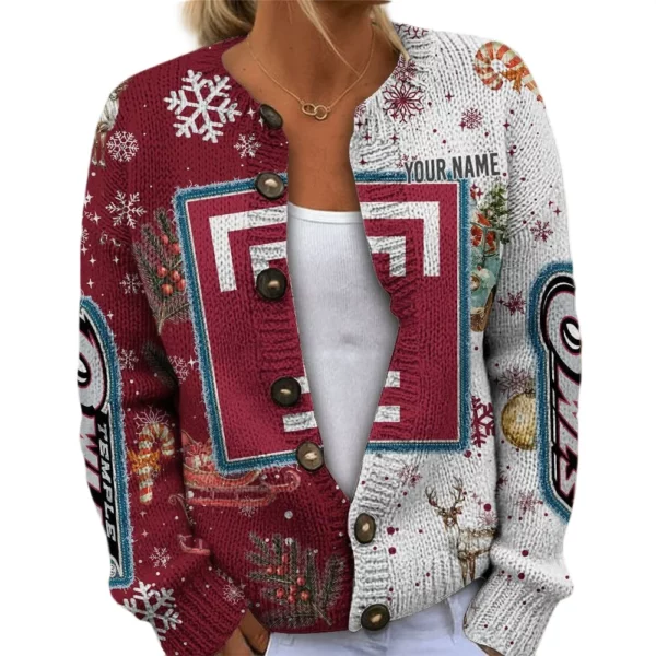 Temple Owls Women’s Knit Cardigan Sweater New 2026 Customize Name