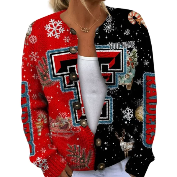 Texas Tech Red Raiders Women’s Knit Cardigan Sweater New 2026 Customize Name