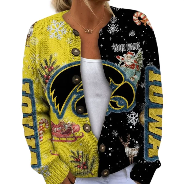 Iowa Hawkeyes Women’s Knit Cardigan Sweater New 2026 Customize Name