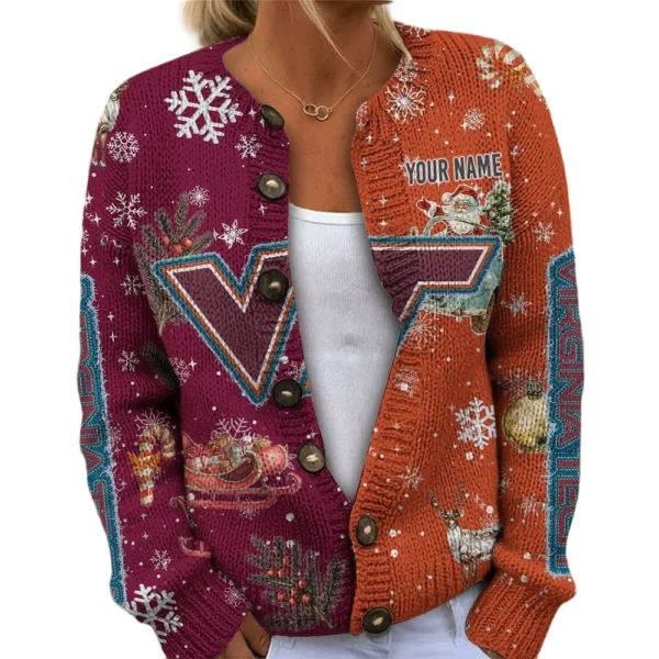 Virginia Tech Hokies Women’s Knit Cardigan Sweater New 2026 Customize Name