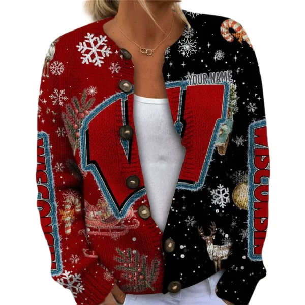 Wisconsin Badgers Women’s Knit Cardigan Sweater New 2026 Customize Name