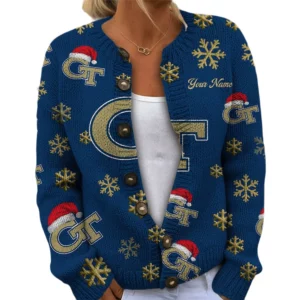 Georgia Tech Yellow Jackets Women’s Knit Cardigan Sweater New 2026 Limited Customize Name
