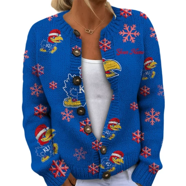 Kansas Jayhawks Women’s Knit Cardigan Sweater New 2026 Limited Customize Name