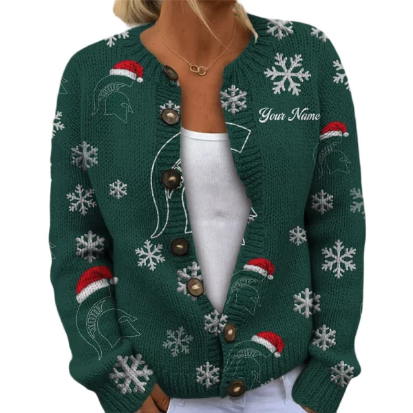 Michigan State Spartans Women’s Knit Cardigan Sweater New 2026 Limited Customize Name