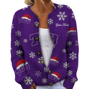 TCU Horned Frogs Women’s Knit Cardigan Sweater New 2026 Limited Customize Name