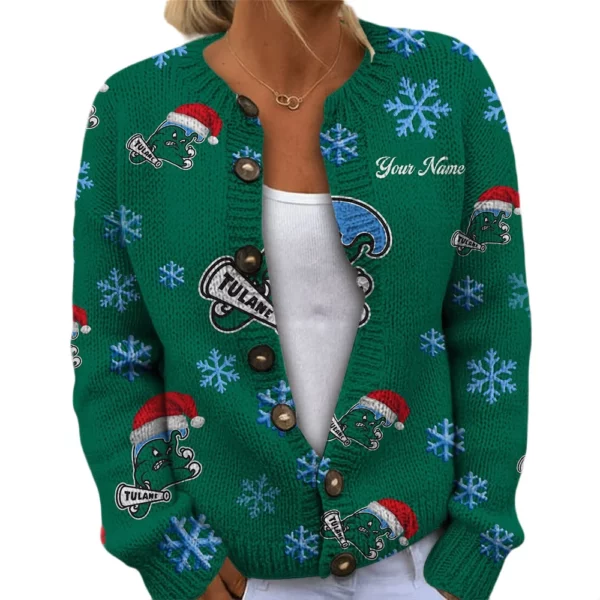 Tulane Green Wave Women’s Knit Cardigan Sweater New 2026 Limited Customize Name