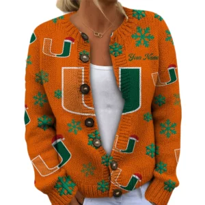 Miami Hurricanes Women’s Knit Cardigan Sweater New 2026 Limited Customize Name