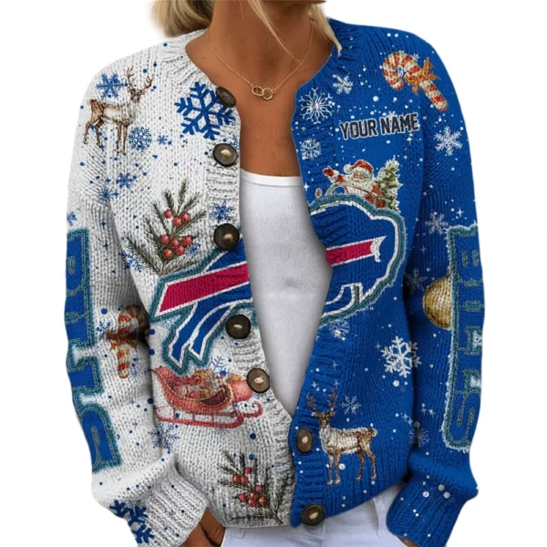 Buffalo Bills Women’s Knit Cardigan Sweater New 2026 Customize Name