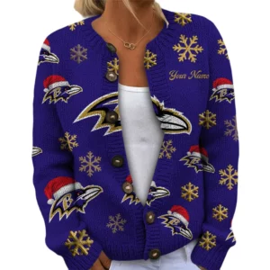 Baltimore Ravens Women’s Knit Cardigan Sweater New 2026 Limited Customize Name